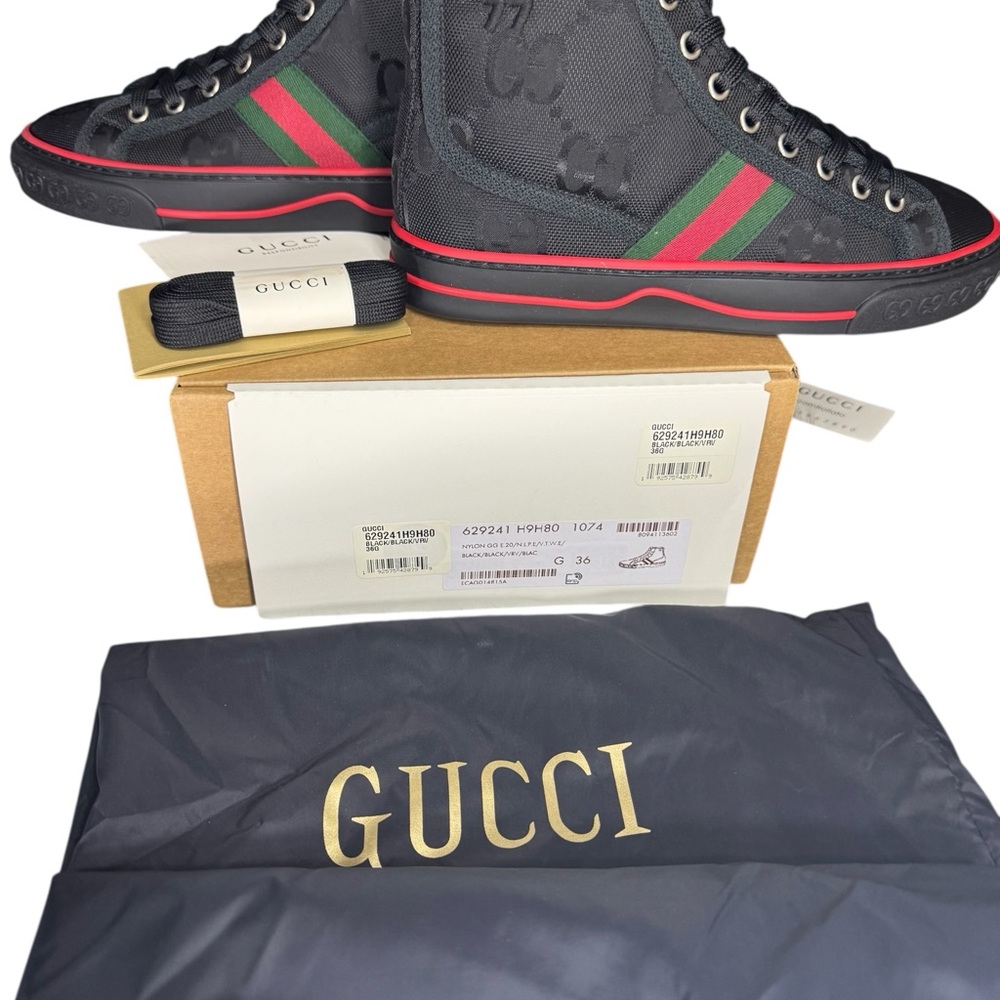 Gucci Black and Red High-Top Sneakers